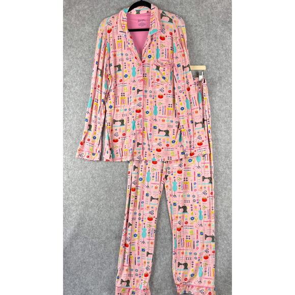 Nick Nora Pajama Lounge Set Womens XL Pink Sewing Seamstress Modal Stretch - Picture 1 of 16